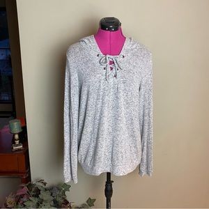 Pink Republic Gray Hooded Tye Front Sweater XL